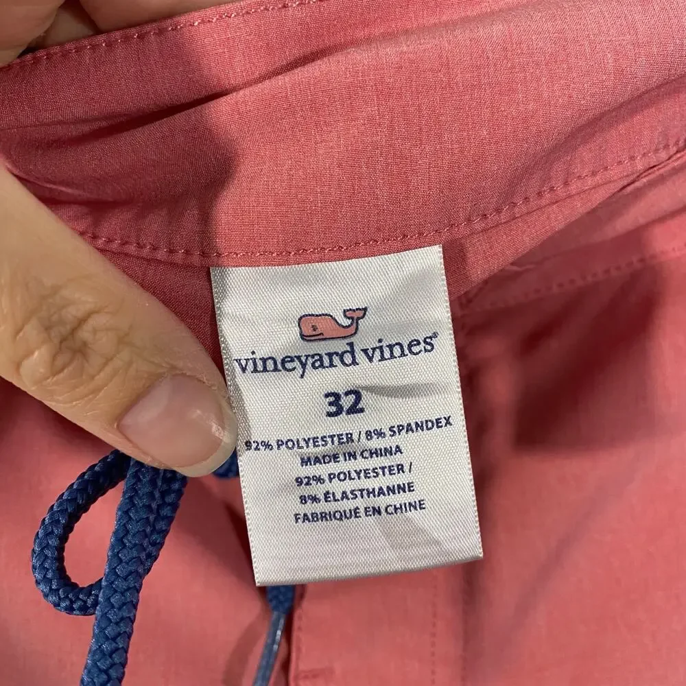 Vineyard Vines Men Pink Logo Patch Swim Trunk Size 32